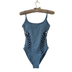 Red Carter Cross Side-Cutout One-Piece Maillot Swimsuit Women's Wear Sz M